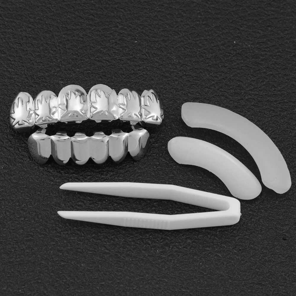 1set Hip Hop Teeth Grillz Gold Plated Dental Grills Rock Tooth Grillz Cs Crystal Teeth Cs Halloween Vampire Tooth Men GiftXJ241225