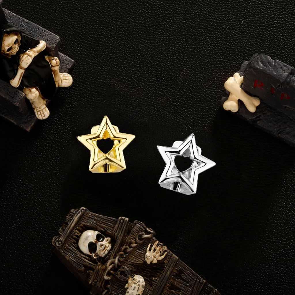 Punk Y2K Hollow Star Teeth Grillz Hip Hop Gold Silver Color Pentagrams Tooth Cs For Women Men Jewelry Party GiftXJ241225
