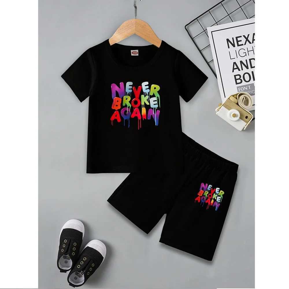 Clothing Sets Summer Baby Girls Clothes Set Fashion Letter Printed Short Sleeve T-shirts and Shorts 2pc Children Boy Top Bottom Hip Hop OutfitY2412257