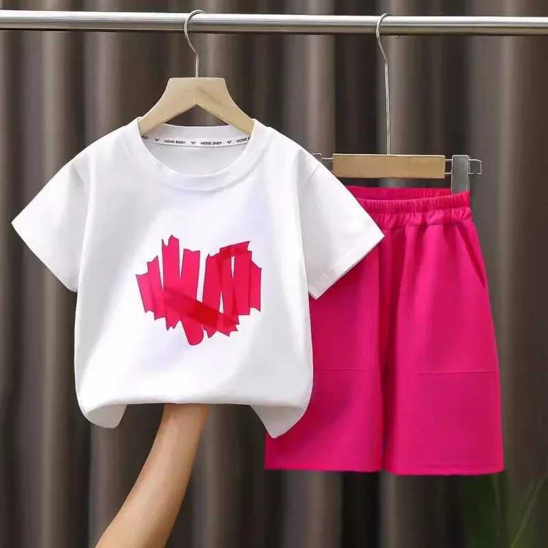 Clothing Sets Summer Toddler Girls Clothes Set Kid Boy Letter Printed T-shirts and Shorts 2pc Suit Children Breathable Top Bottom TracksuitsY241225UBM