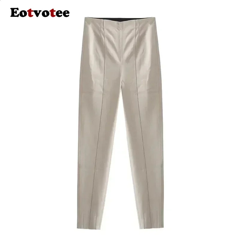 EOTVOTEE Faux Leather Trousers for Women Stretch Solid Casual Pants Autumn 2024 Fashion High Waist Pencil 241223