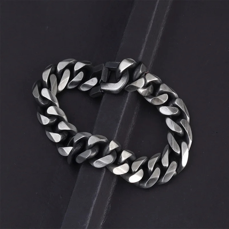 Steel Retro Simple Cuban Bracelet Hipster mens Hip Hop Bracelet Atmospheric Personality Jewelry 241225