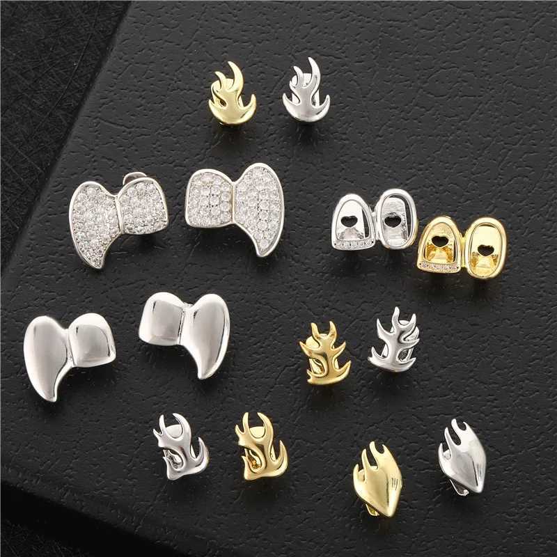 Hip Hop Classic Single Teeth Grillz Simple 14K Gold Plated Glossy Tooth Cs For Women Men Punk Jewelry Party CosplayXJ241225