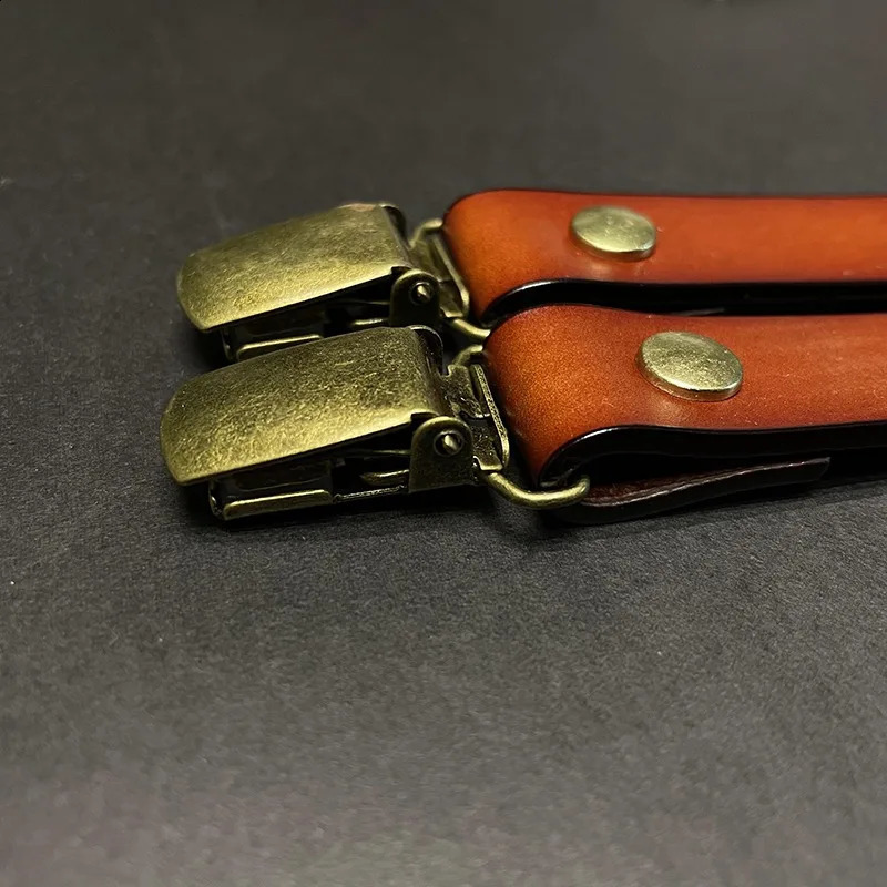 2*115Cm Leather Suspenders Men 4-Clip Y-Back Retro Suspenders Adjustable Suspenders Womens Pants Braces Apparel Accessories 241224
