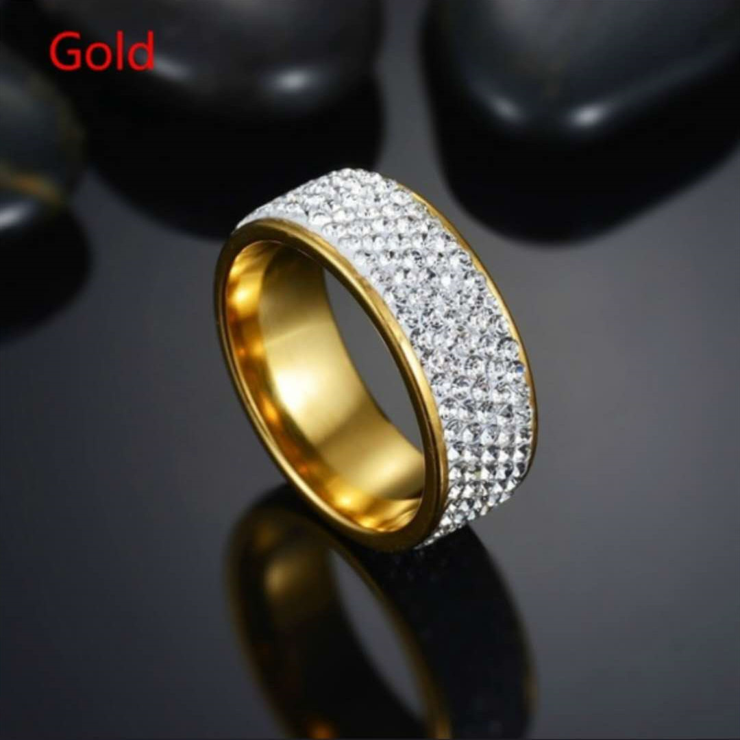 Stainless Steel Austrian Crystal Band Ring Delicate Diamond Men Women Rings Anti Allergic Gold Silver Black Polymer Clay Crystal Finger Ring Jewelry G - view 8