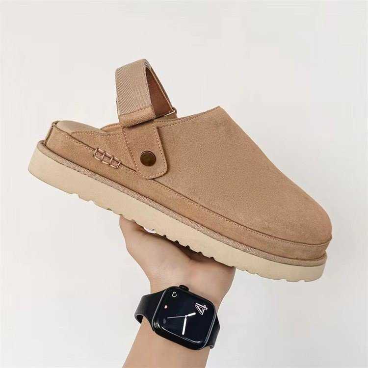 slides slippers clogs Thick soled with back strap Boken shoes size autumn new item cowhide veet casual toe cap s