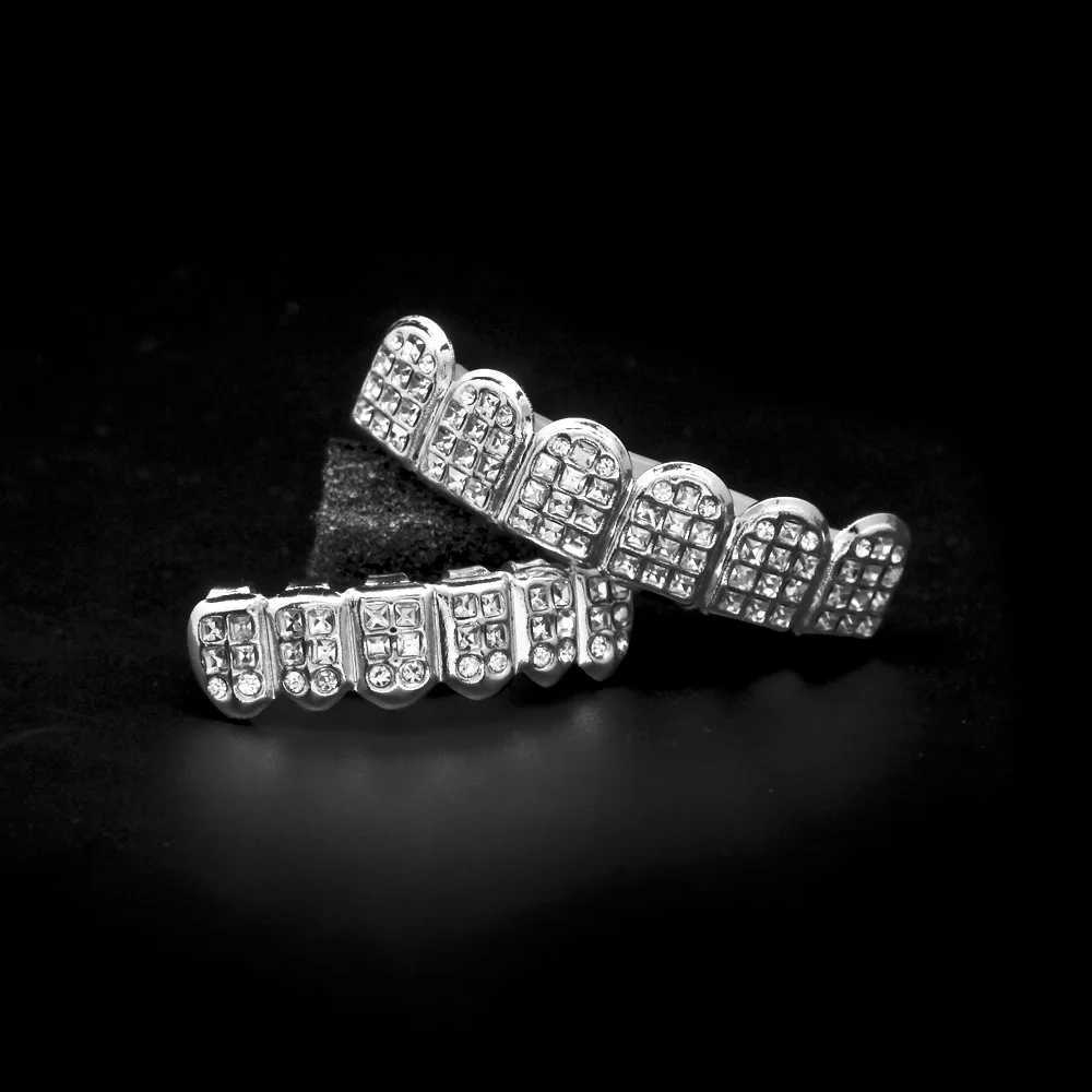 Rock Bling Teeth Grillz Top Bootom Dental Mouth Punk Teeth Cs Cosplay Party Tooth Rper Hip Hop Jewelry TG007XJ241225