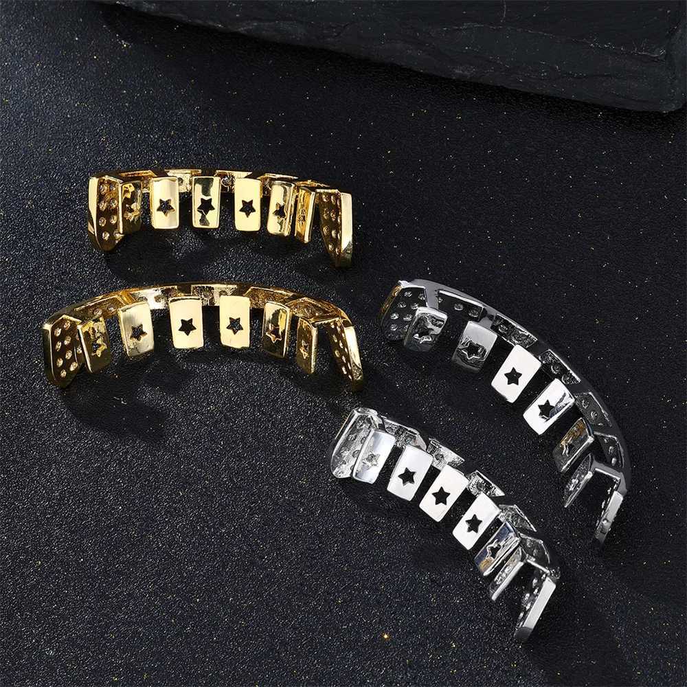 D Z Teeth Grillz Micro Pave Cubic Zircon Top Bottom Vampire Fangs Teeth Grills Set Holleween Gift Hip Hop Jewelry For Men WomenXJ241225