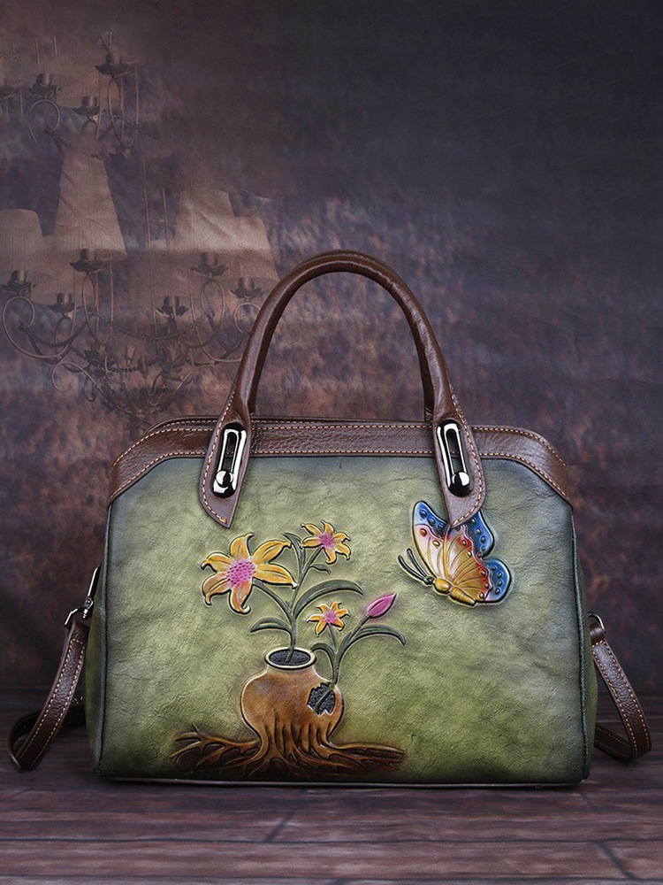 MOTAORA Vintage Women Shoulder Bags Genuine Leather Retro Ladies Handbags For Female Handmade Emed Women's Bag 2024 Trend