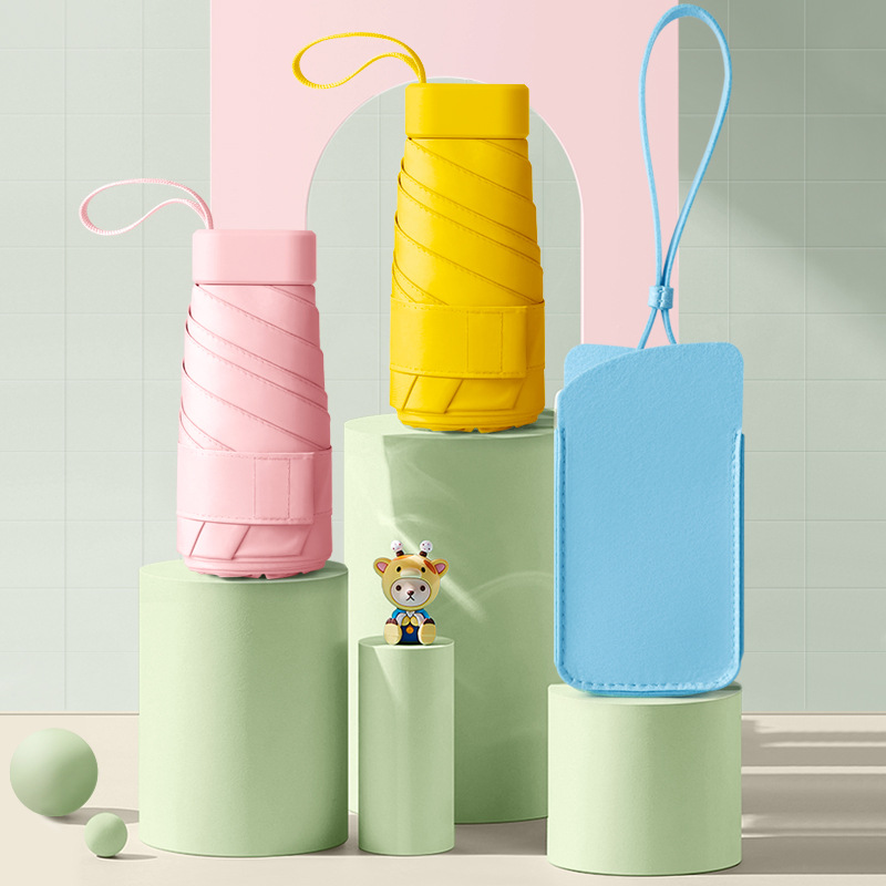 Travel-Friendly UV Shielding Umbrellas Versatile Six-Piece Collapsible Design for Rainy Days and Sunshine