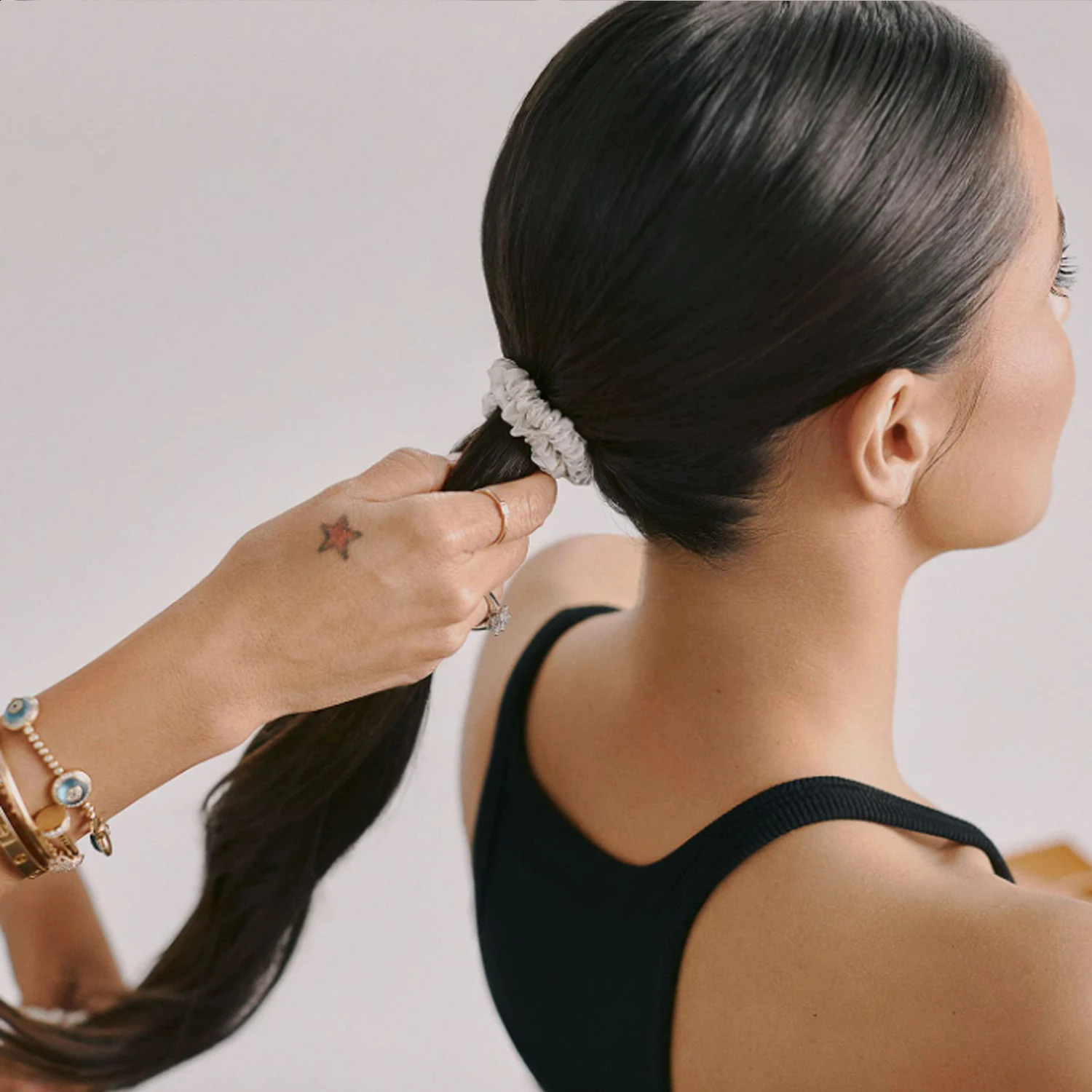 4 pieces of pure mulberry silk 2CM hair pattern tie tight fit ponytail clip care accessories 241223