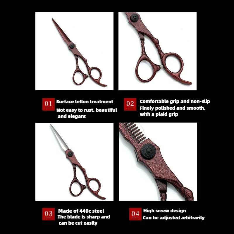 Professional Japan 440c Steel 6.0 Scissor Silver Hair Scissors Haircut Thinning Barber Cutting Shears Hairdressing Scissors 241225