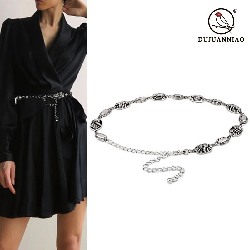 Gothic National Style Belly Waist Chain Round ious Silvery Metal Dress y2k Gift Giving Fashion Retro Accessories 241225