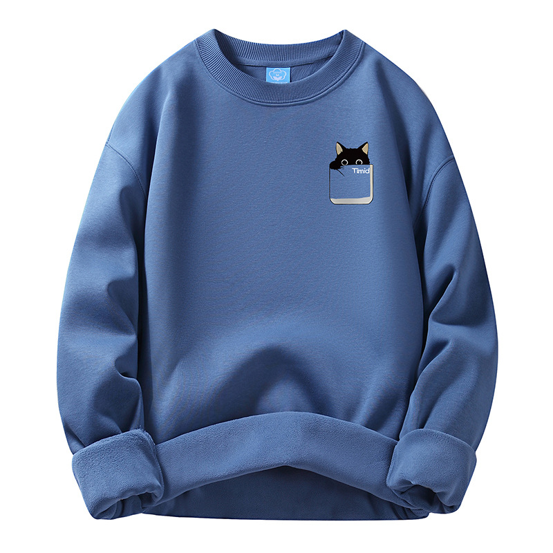 Fall Fashion Loose Bottomed Shirt with Round Neck - Cozy Padded Long Sleeves Couples' Sweaters m033