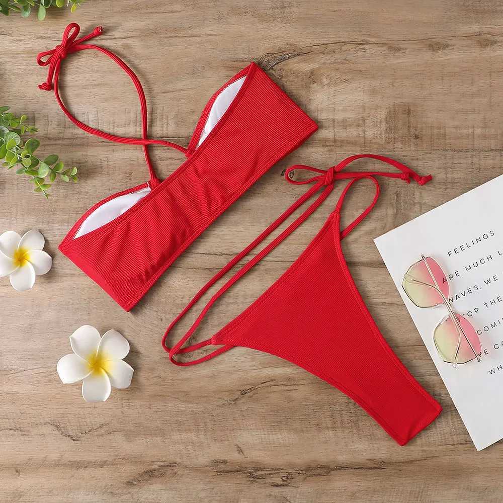 Sexy swimsuit womens 2022 new two-piece bikini womens swimsuit beach swimsuit womens split swimsuitW241225