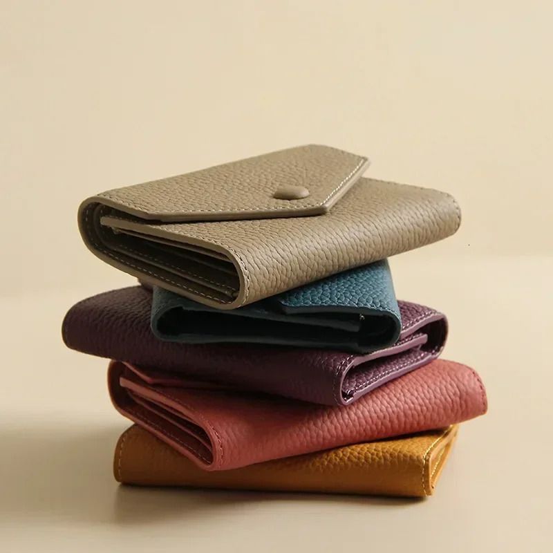 PU Leather Small For Women Wallet Envelope Card Holder Multipurpose Zip Coin Cowhide Short Purse