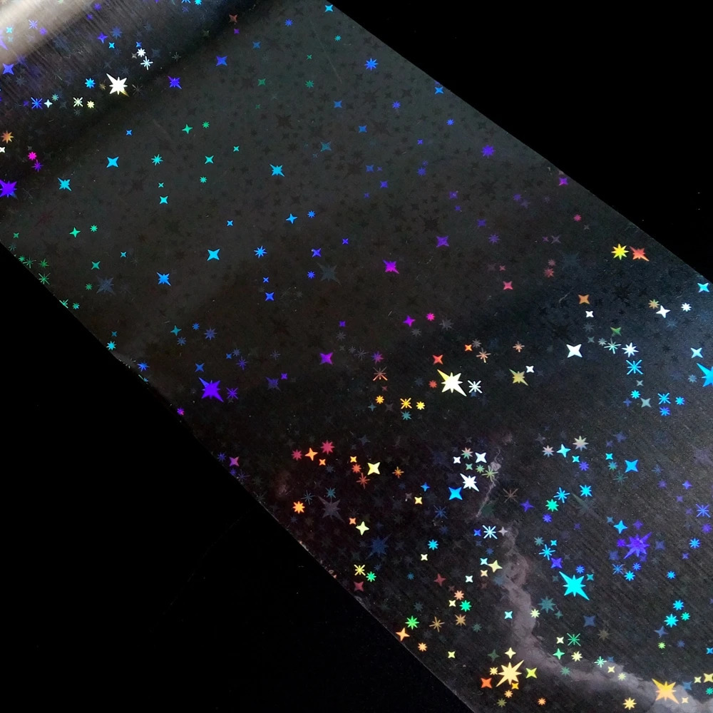 8CMx120M Holographic Sticker For DIY Nails Art Laser Stamping Star Transfer Foil Film Full Cover Decals Manicure Tool 241225
