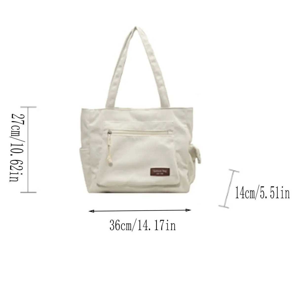 Solid color corduroy bag girls Tote bag with a large capacity commuter fi shoulder bagXJ241225