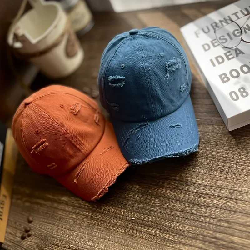 Vintage Tattered jeans baseball cap mens sun hat soft top denim sun Poof Peaked hat womens fashion brand W241225