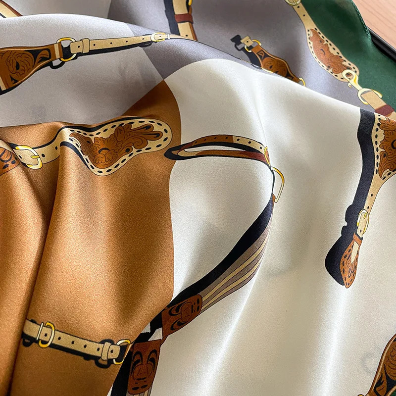 Shawl faux Real Silk Square Scarf Women Hair Ribbon Headband Wrap Ladies Neck Tie Neckerchief Wrist 241225