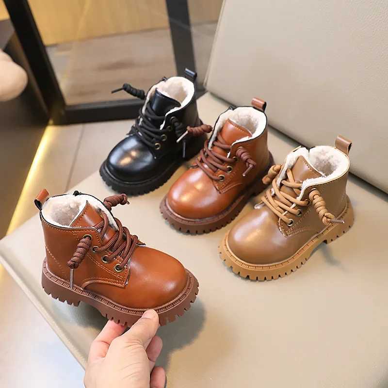 Athletic Outdoor Children Winter Martine Boots New Fashion Boys Girls Classic Soft Sole Cotton Boots Kids Lace Up Zipper Slip on Anti Slip Shoes H2412