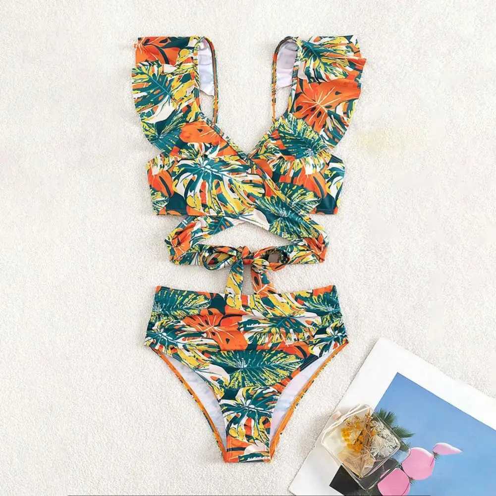 2024 New Womens Printed Summer Push up Swimsuit High Waist Bikini SwimsuitW241225