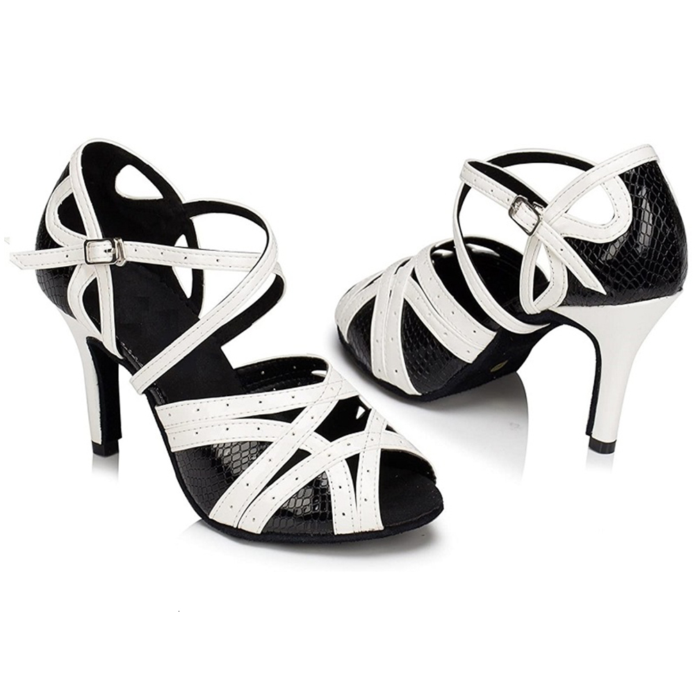 Women's Dance Shoes Performance Latin Tango Salsa Swing Indoor Party Casual High Heeled Leather Sandals For Ladies Buckle Strap