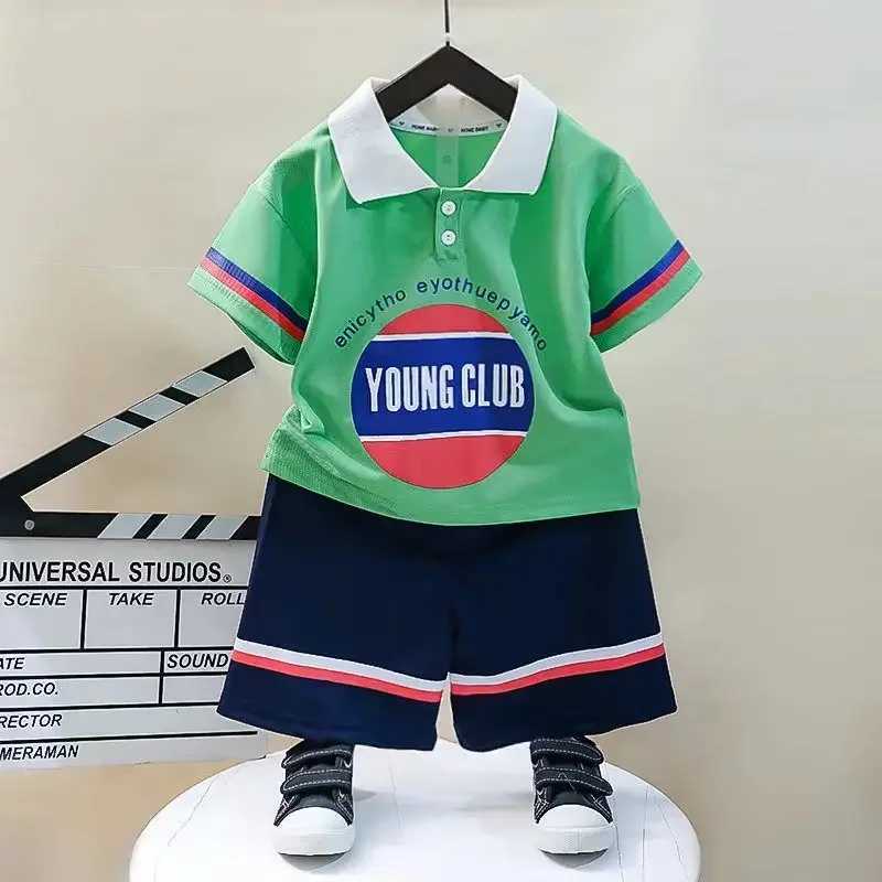 Clothing Sets Summer Baby Boy Clothes Set Children Lapel Tshirts Shorts 2pcs Suit Children Letter Short Sleeve Top Bottom Outfit TracksuitsY241225OM6E