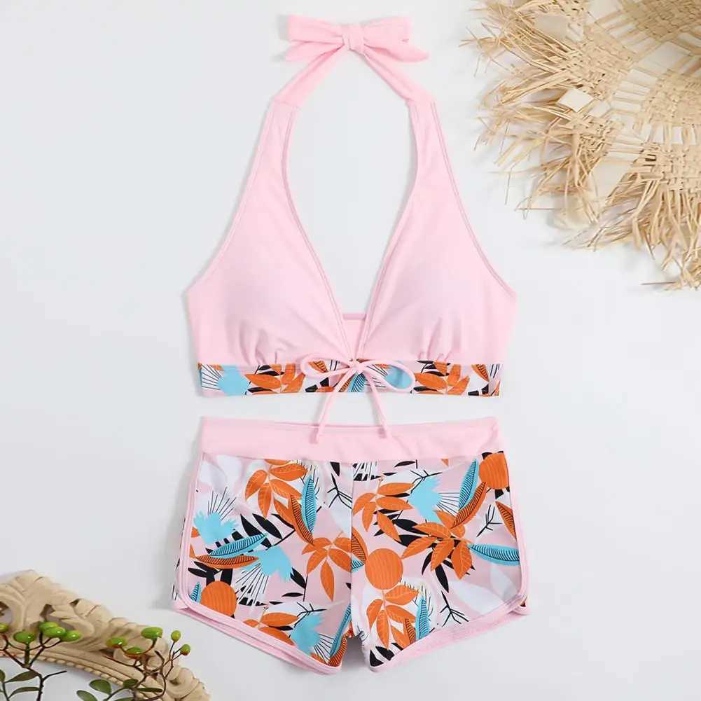 2-piece/set bikini set with bow decoration floral print bikini strapless bra high waisted beachwear womens beachwearW241225