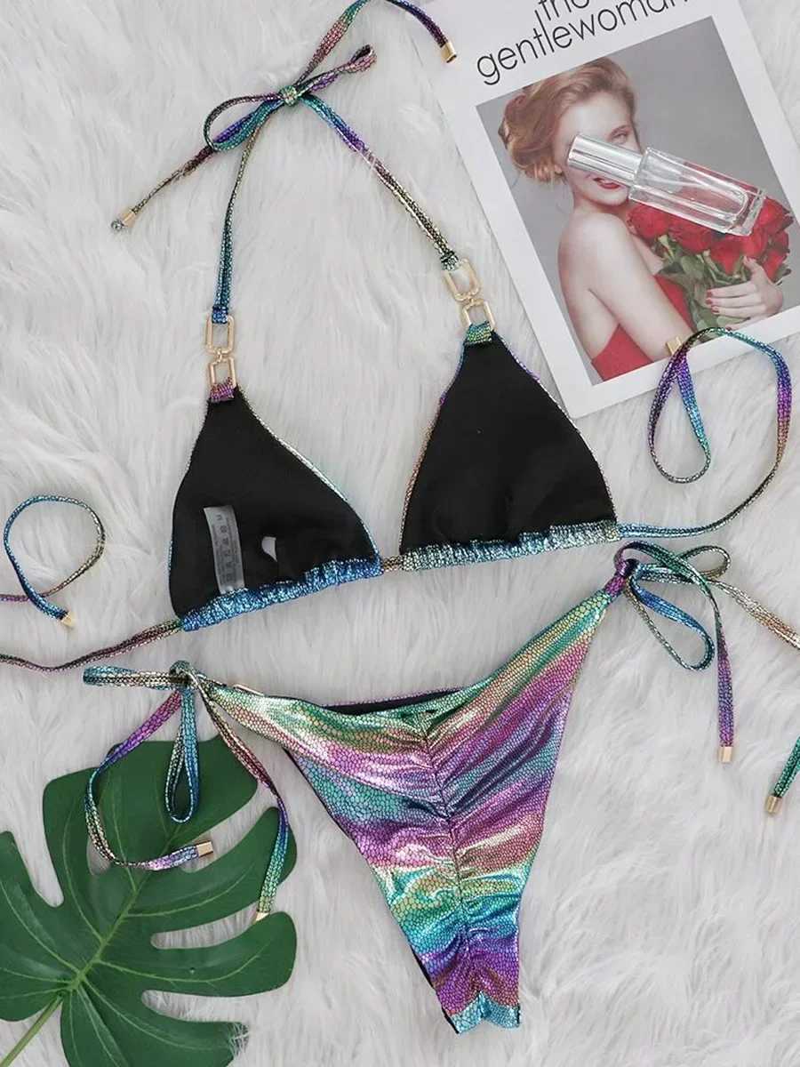Gradient snake skin bikini 2025 diamond bikini womens swimsuit womens swimsuit two-piece bikini set mini swimsuitW241225