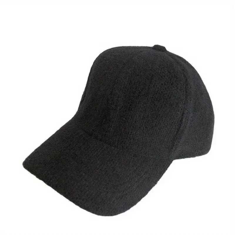 Solid color warm pea hat imitates rabbit fur autumn and winter baseball hats hiking cycling camping edition W241225