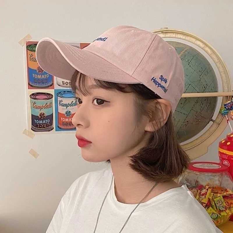 Japanese Simple Baseball Hat Fashion Letter Embroidery Adjustable Womens Sun Hat Outdoor Street Clothing Spring/Summer Leather Hat W241225