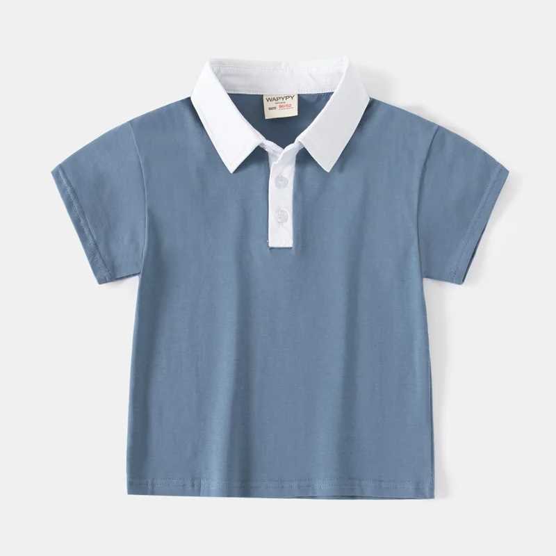 2024 Summer New Kids Short Sleeve T-shirt Boys Contrast Color Polo Shirt Fashionable Breathable Cotton Ages 3-8 4 ColorsXJ241225
