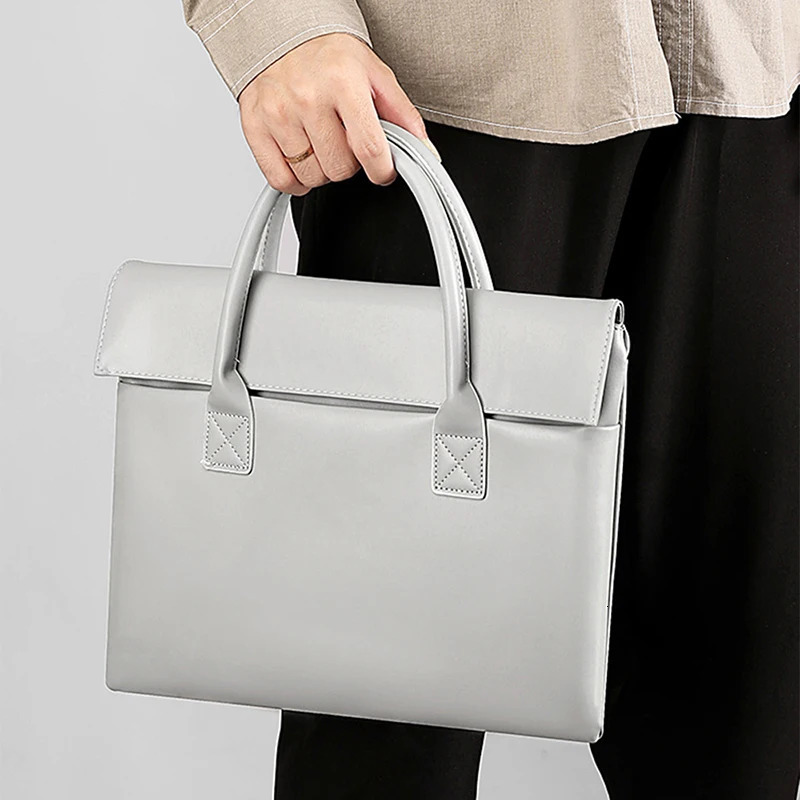 Large Capacity Custom Initials Laptop Bag PU Leather Business Office Student Briefcase Fashion Simple Notebook Computer Handbag 241225