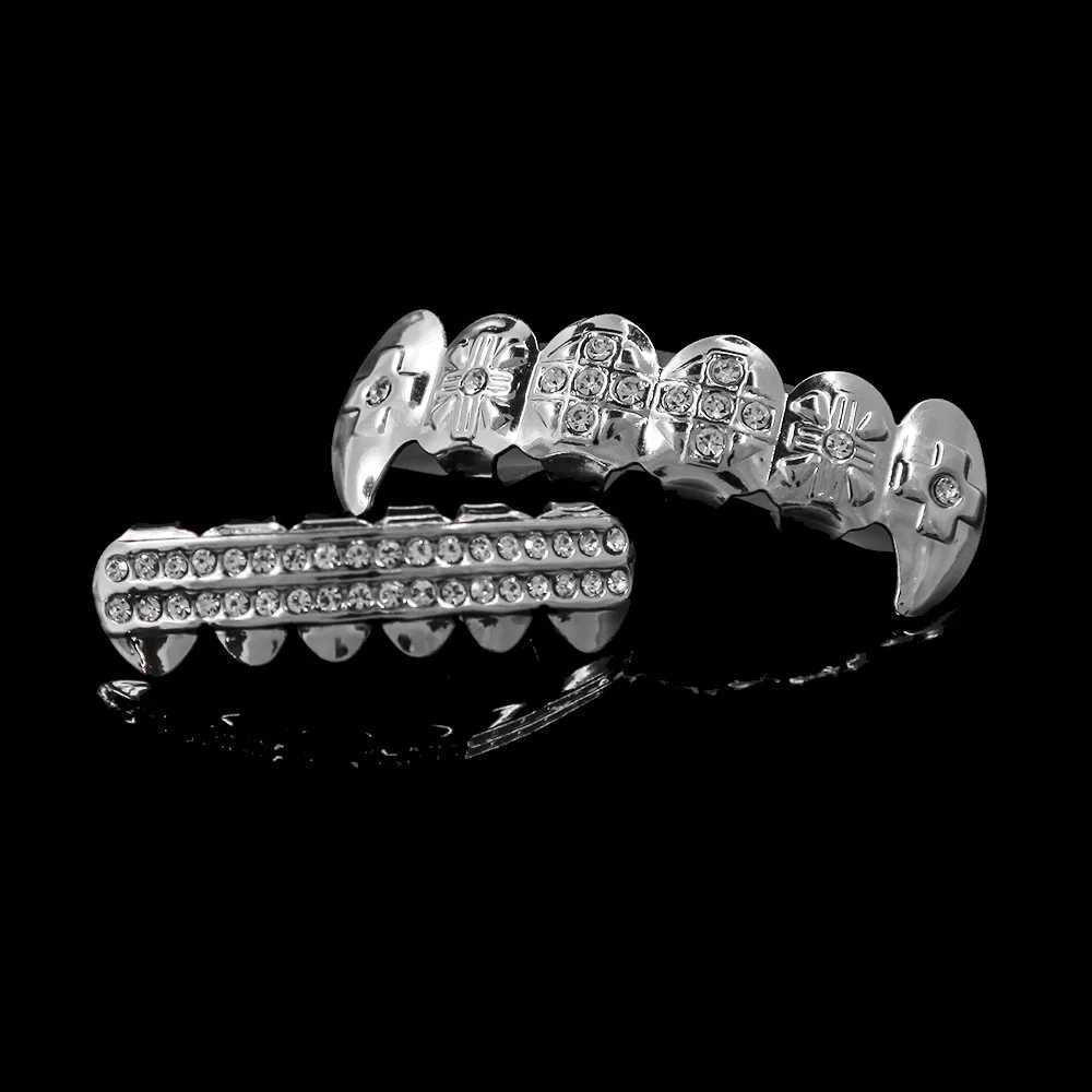 Cross Bling Teeth Grillz Top Bootom Dental Mouth Punk Teeth Cs Cosplay Party Tooth Rper Hip Hop Jewelry TG026XJ241225