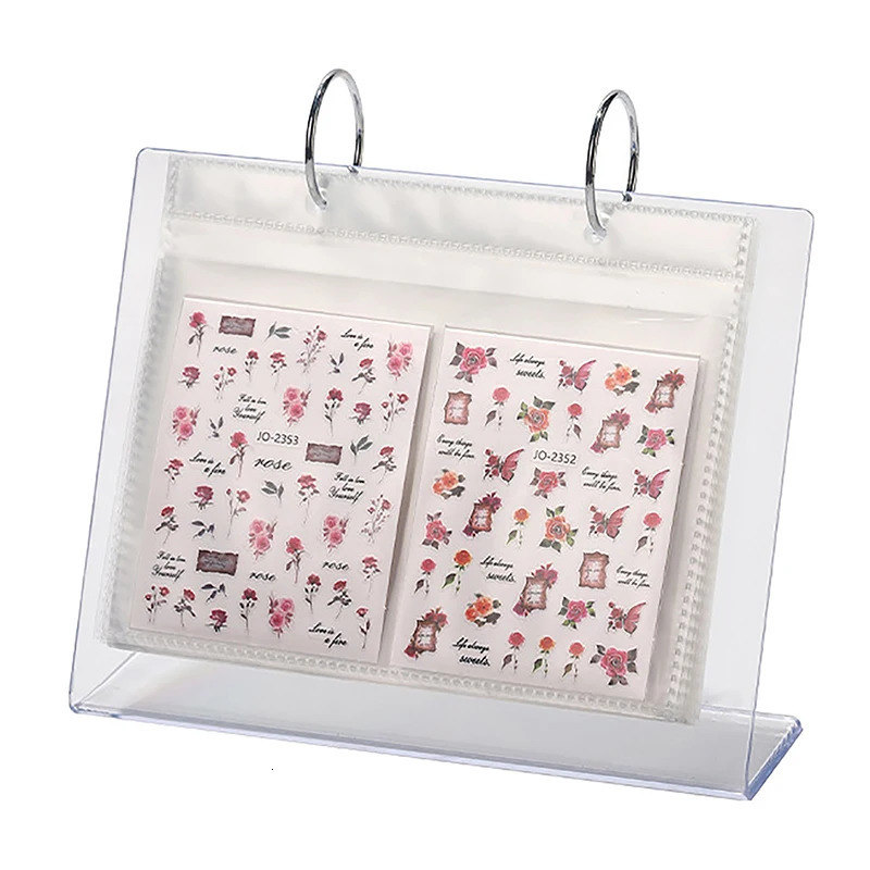 17 Pages Nail Stickers Storage Book Decals Organizer Holder Display Manicure Nail Tools Plastic Transparent Film Nail Art 241225