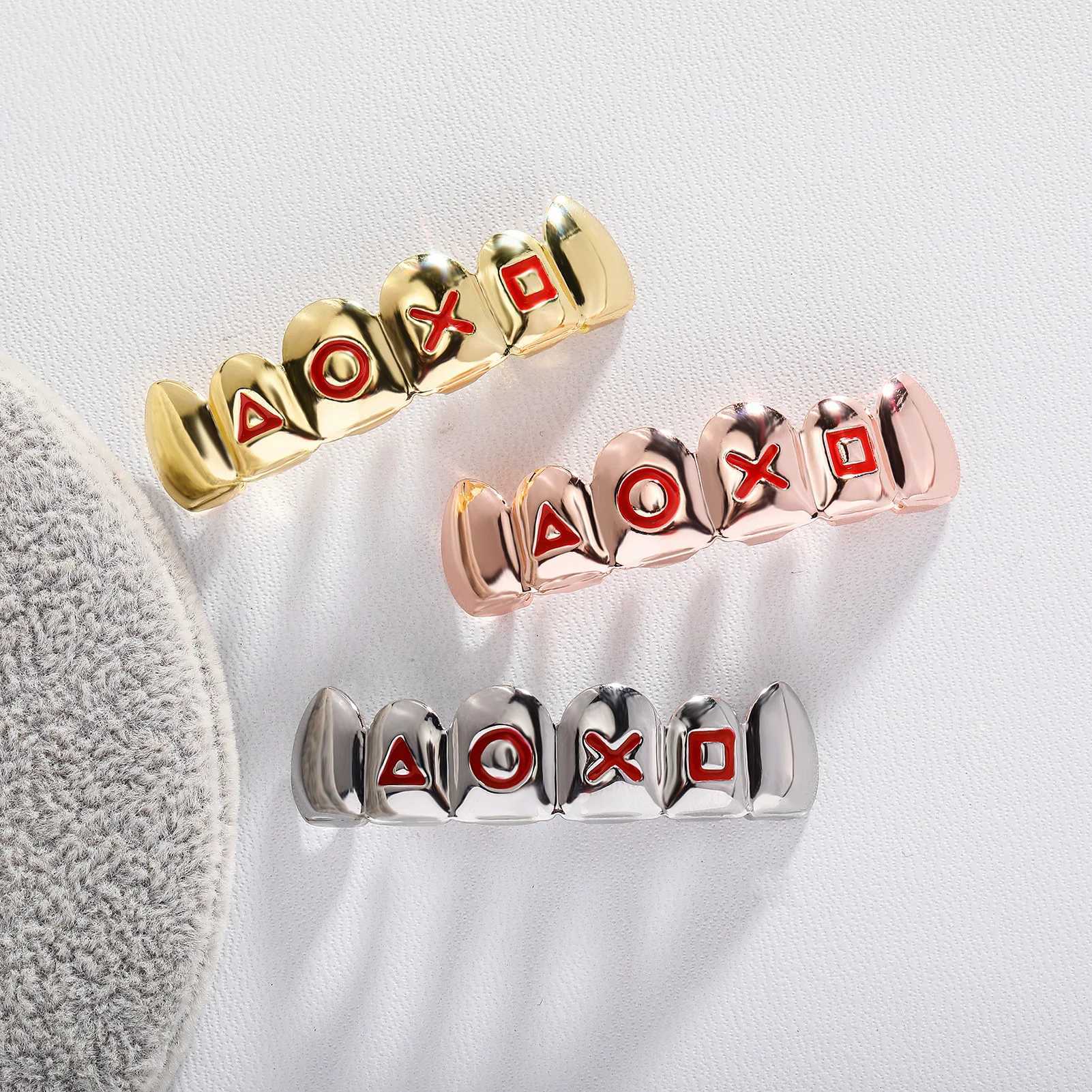 Simple 6/6 Letter Teeth Grillz Fangs Hip Hop 3 colors Tooth Cs For Women Men Jewelry Halloween GiftXJ241225
