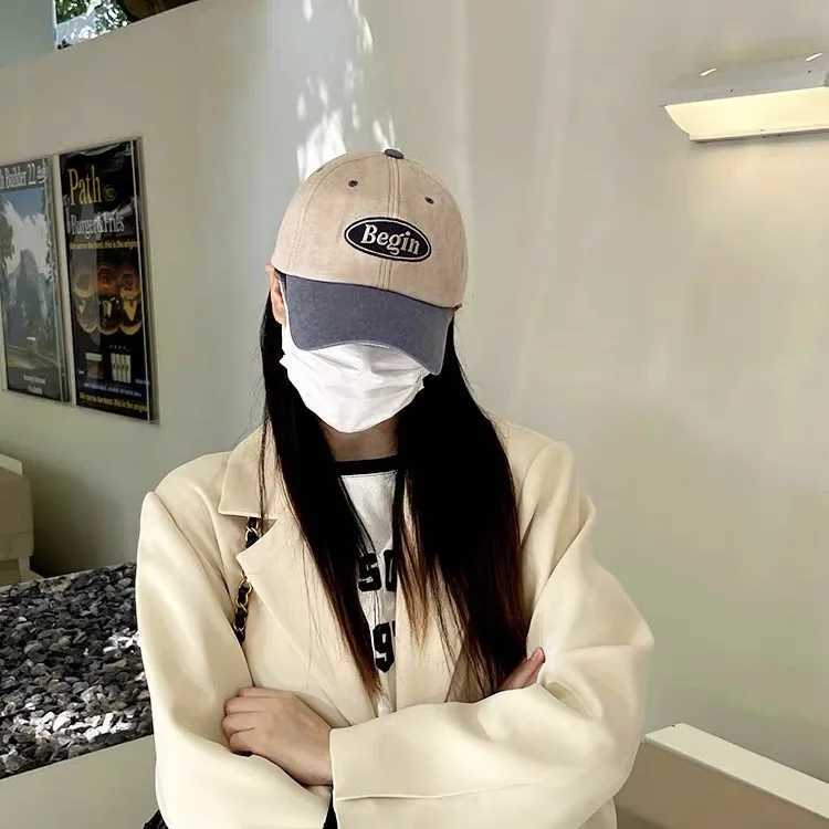 Colorful block embroidered baseball cap womens Korean style fully matched couple street fashion brand soft foot cap W241225