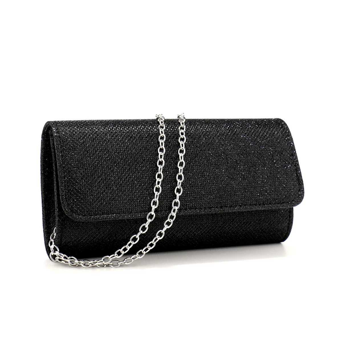 High Quality Casual womens evening bag gold chain metal clutch bag small envelope design lid handbag wallet flash T241225
