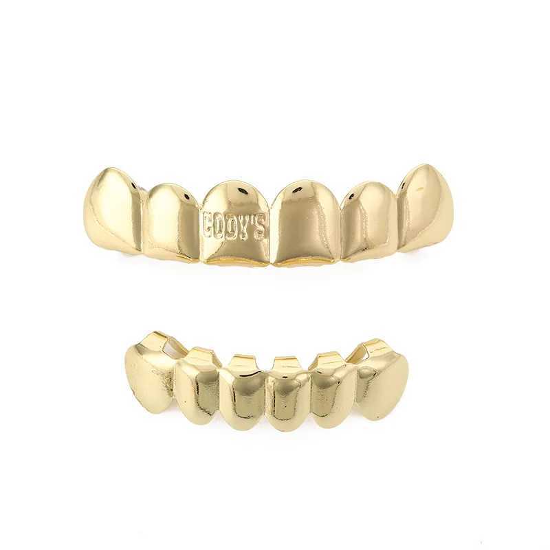 Gold Silver Plated Letter Single Top Hip Hop Grillz Classic Bottom Dental Grills Vampire Teeth for Costume PartyXJ241225