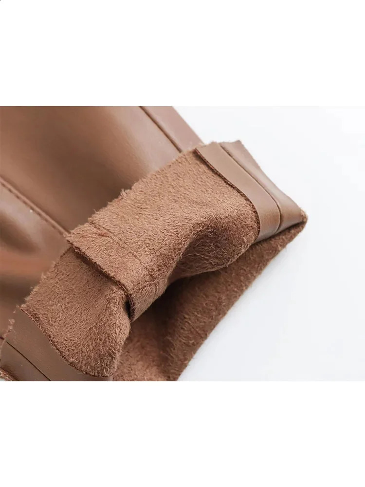 HH TRAF 2024 Womens Faux Leather Pants High Waist Straight Leg Trousers Fashion Female Streetwear Stylish Stretch Pencil 241223