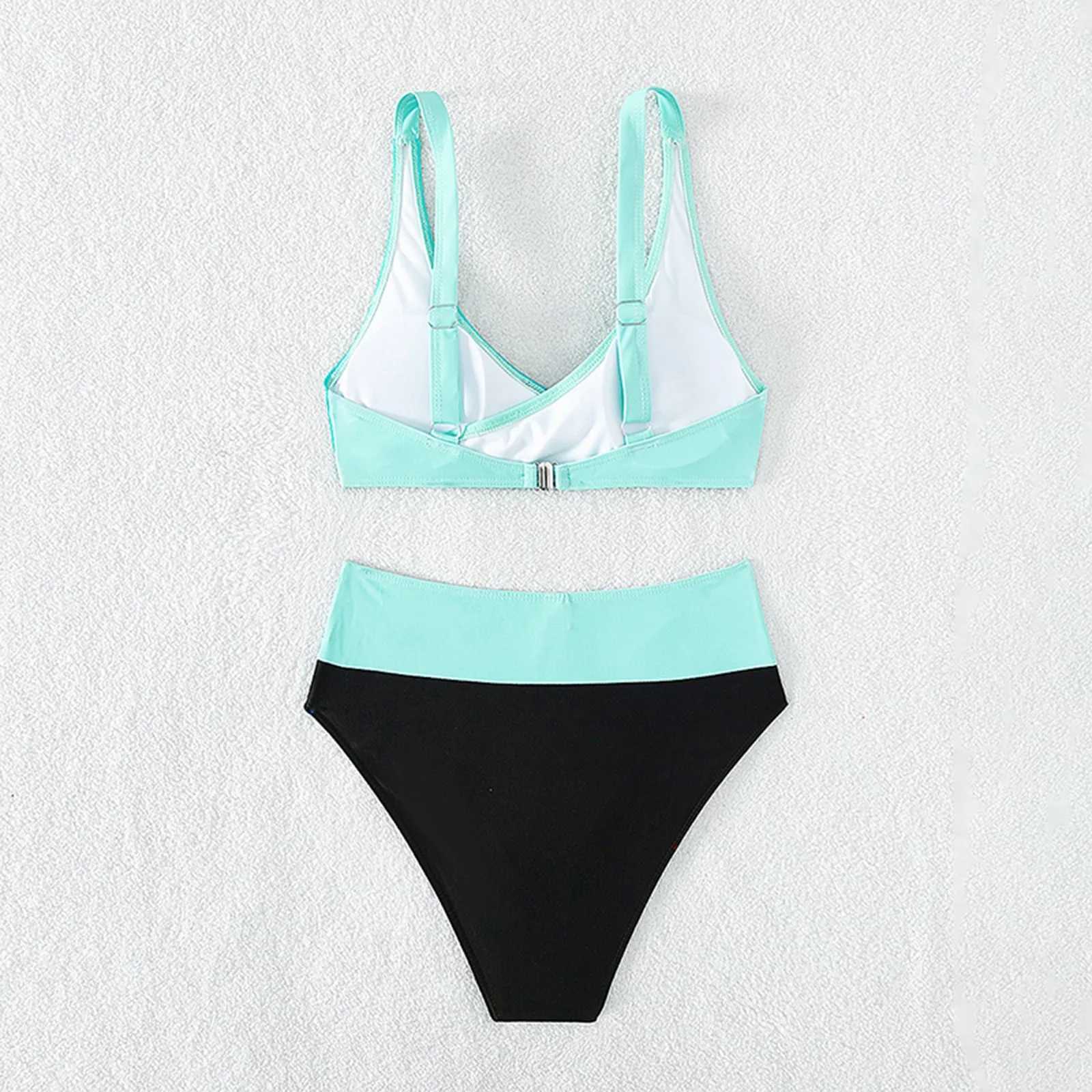 Womens high waisted bikini two-piece mixed color sexy push up plus size swimsuit summer beachwear 2024W241225