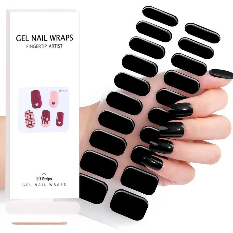 Semi-Cured Gel Nail Wraps Simple Transparent Color Adhesive Waterproof Long Lasting Gel Nail Stickers Harden In UV Lamp Need 241225
