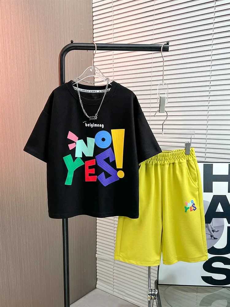 Clothing Sets Summer Kid Boy Clothes Set Casual Letter Printed T-shirts and Shorts Suit Children Girls Short Sleeeve Top Botton 2pc TracksuitsY241225H