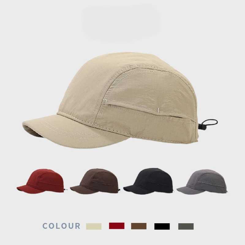 Short Brim baseball cap womens summer breathable solid outdoor sun visor quick drying mens bicycle Korean street leather hat W241225