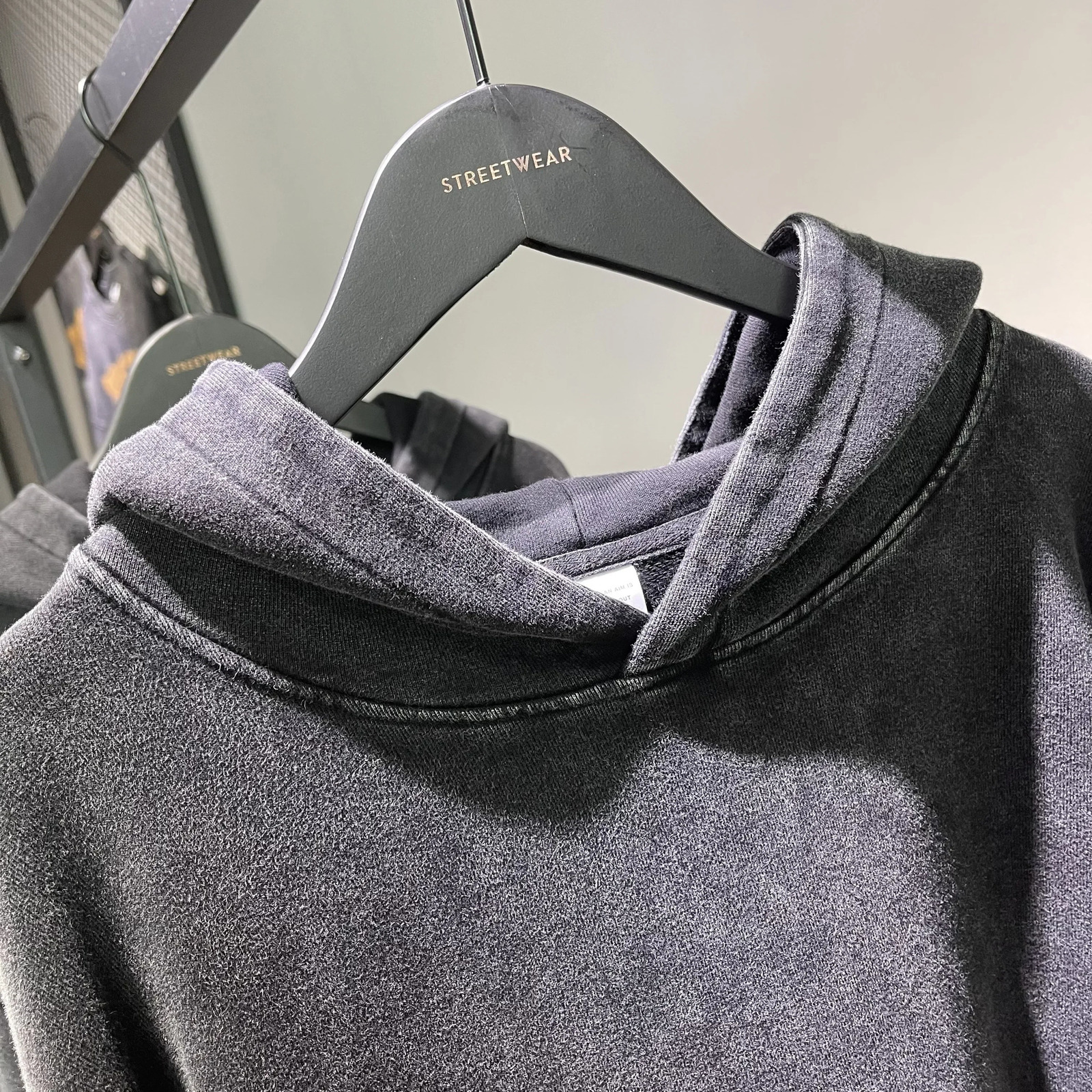 HAI Customizable Retro Washed Hoodies 100% Cotton Tops Black Acid Vintage Hooded Sweatshirts Oversize Hip Hop Male Pullover 241220