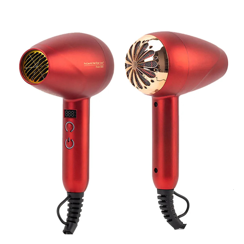 3000W Professional Hair Dryer with LED Temperature Display Electricity Blower and Cold Air Hairdyer Strong Wind Dry Quickly 241225