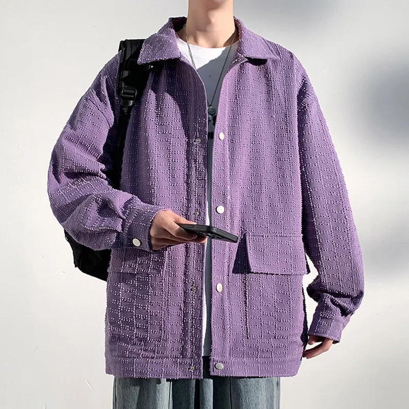 Workwear Jacket Mens Autumn Trend Small Fragrance Style Large Pocket Top Loose Wear Coat 241225