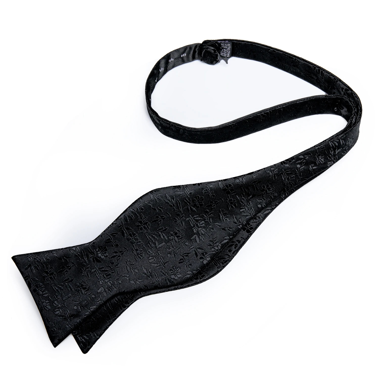 Black Floral Solid Self Tie Bow Tie Men Fashion Butterfly Silk Formal Business Wedding Party Bowtie Handkerchief Set DiBanGu 241225