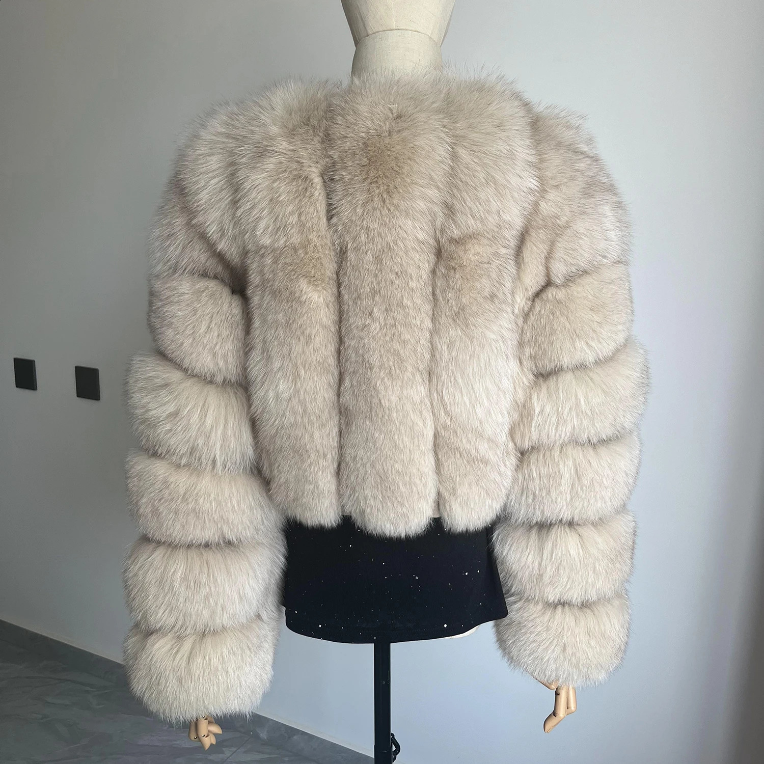 Fur Coat Real Women Fashion Vneck Full Sleeve Short AutumnWinter Leather Jacket 241223